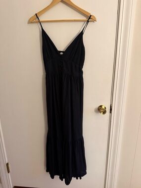 Abercrombie & Fitch Black Spaghetti-Strap Maxi Dress with Button Front